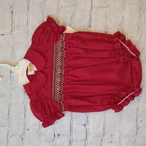 Rosalina Baby Smocked Bubble - Red, 6M